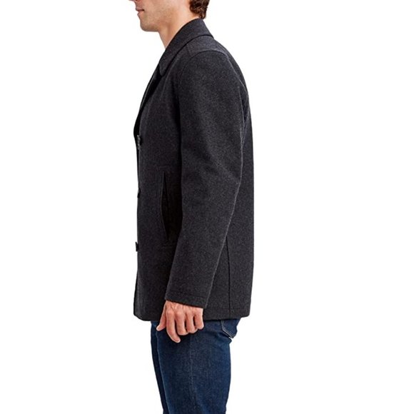 NWT Nautica Men Classic Double Breasted Wool Pea Coat Charcoal Size S $200 8C014 - Picture 3 of 5